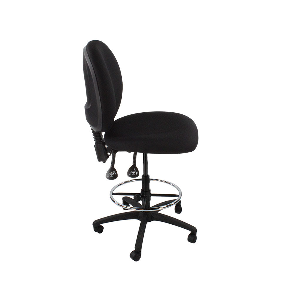 TOC: Scoop Draughtsman Chair Without Arms in Black Fabric - Refurbished