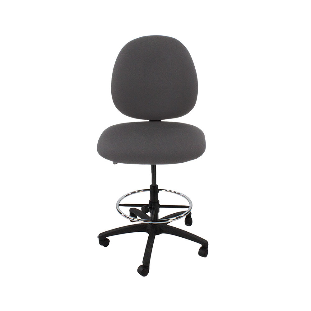 TOC: Scoop Draughtsman Chair Without Arms in Grey Fabric - Refurbished