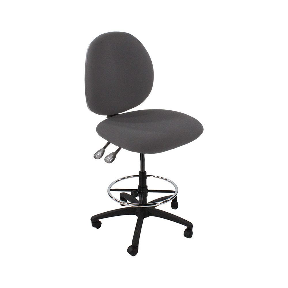 TOC: Scoop Draughtsman Chair Without Arms in Grey Fabric - Refurbished