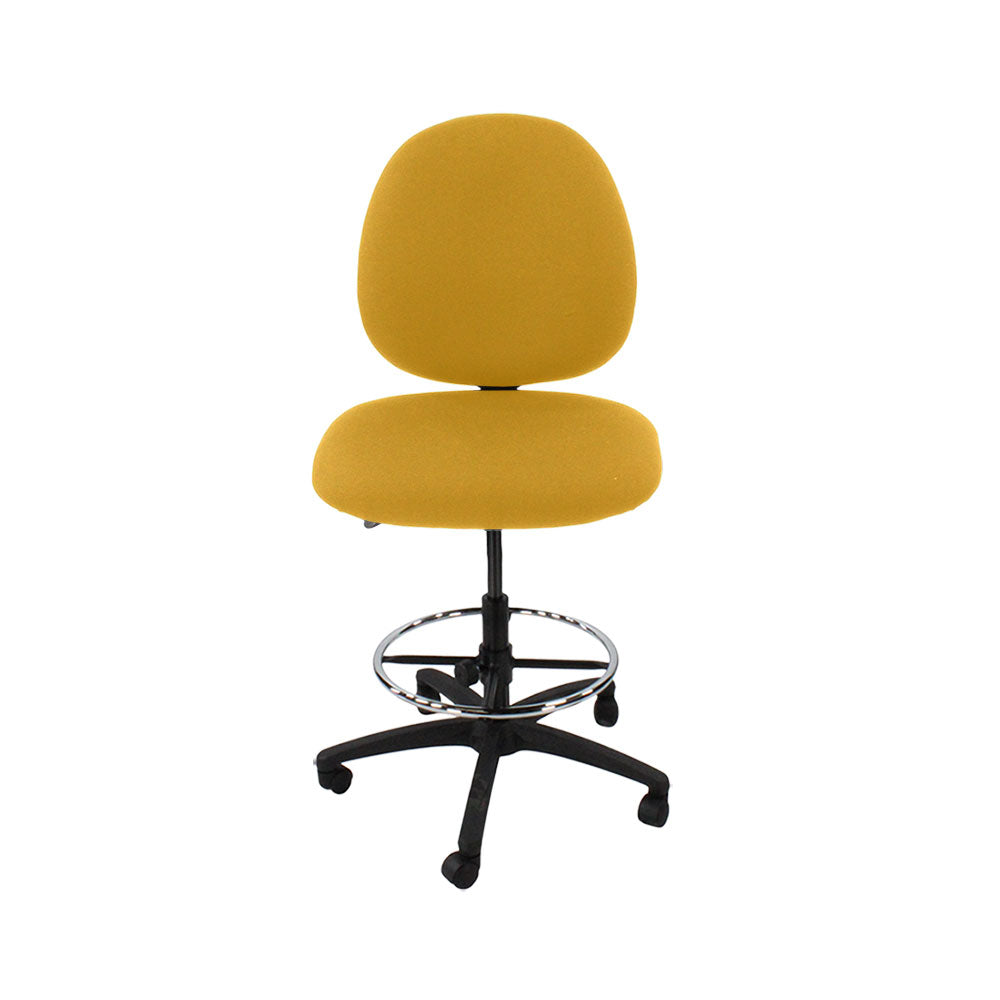 Inhaltsverzeichnis: Scoop Draftsman Chair ohne Armlehnen aus gelbem Stoff – generalüberholt
