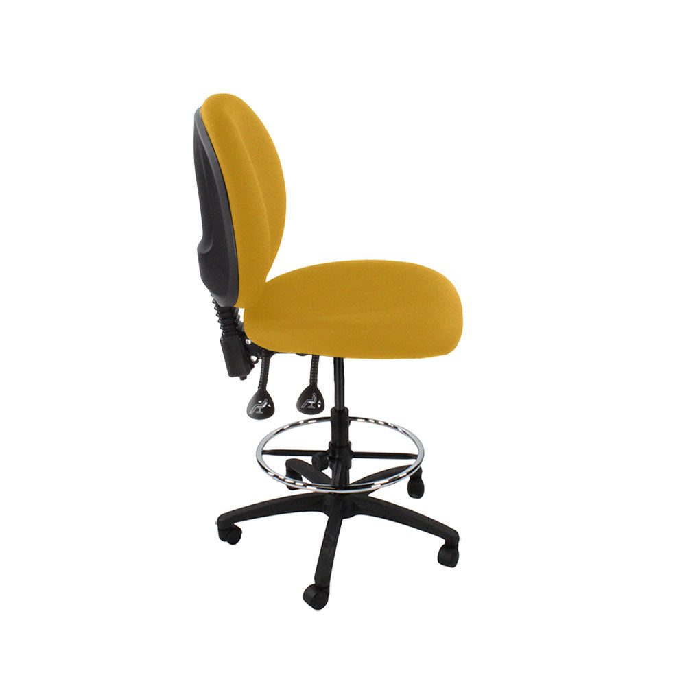 TOC: Scoop Draughtsman Chair Without Arms in Yellow Fabric - Refurbished