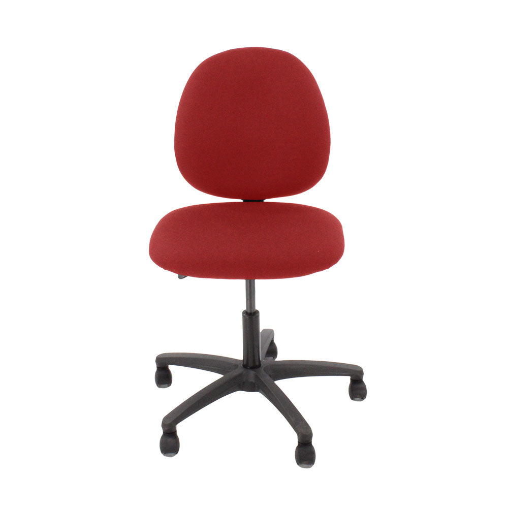 Inhaltsverzeichnis: Scoop Operator Chair aus rotem Stoff ohne Armlehnen – generalüberholt