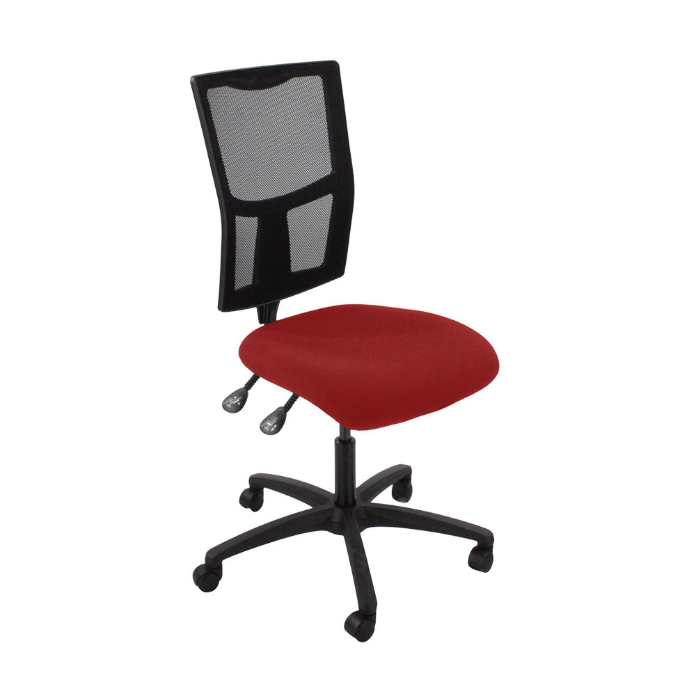Inhaltsverzeichnis: Ergo 2 Bürostuhl ohne Armlehnen aus rotem Stoff – generalüberholt