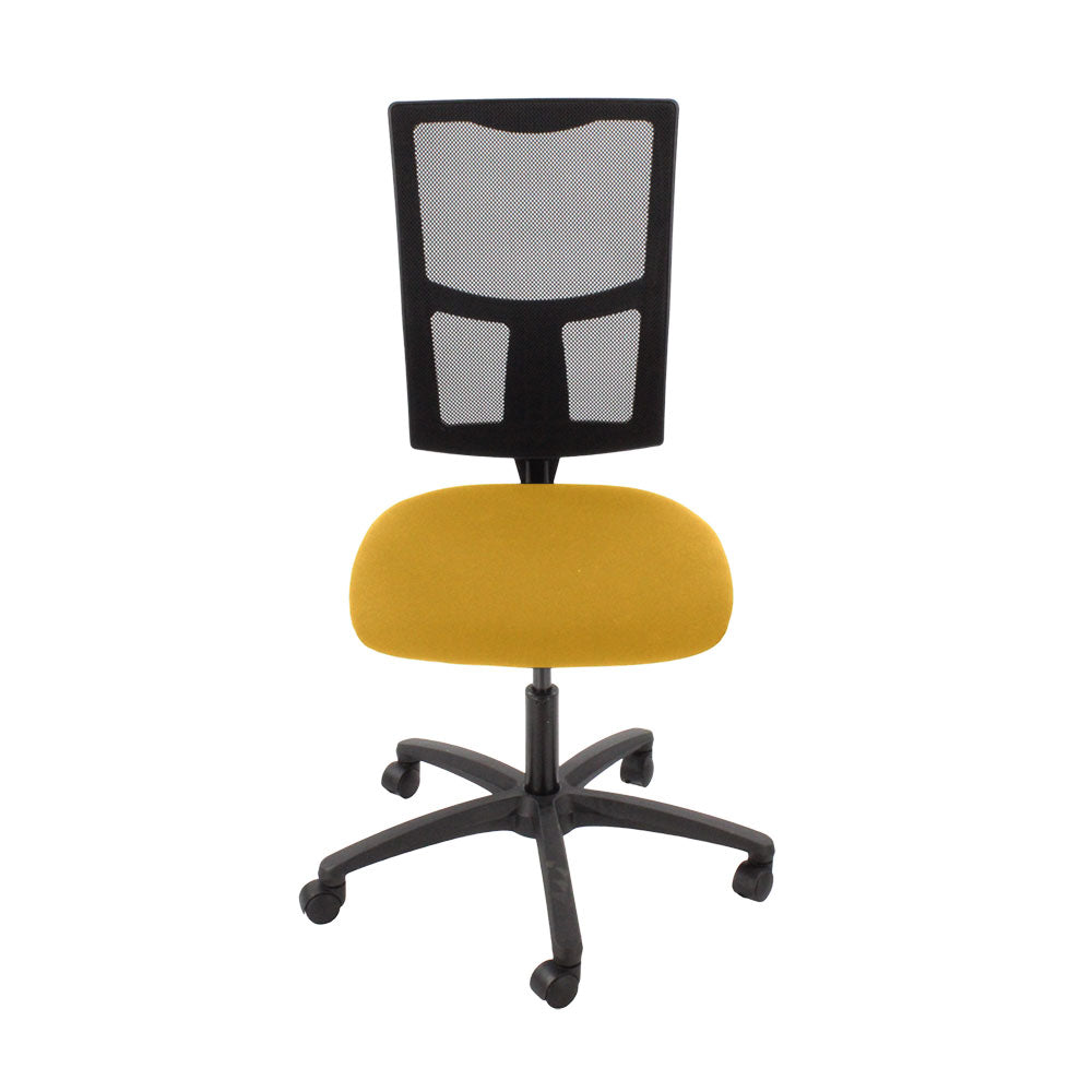 TOC: Ergo 2 bureaustoel zonder armen in gele stof - gerenoveerd