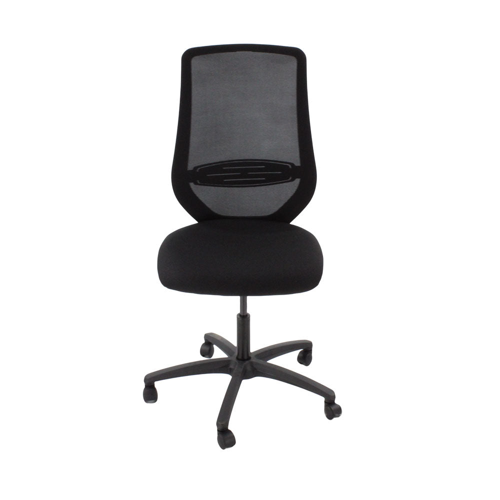 The Office Crowd : Chaise de travail Scudo avec siège en tissu noir sans accoudoirs - Remis à neuf