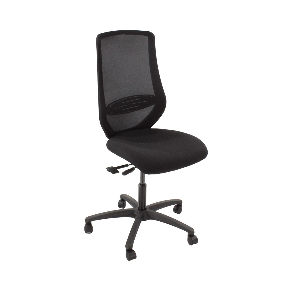The Office Crowd : Chaise de travail Scudo avec siège en tissu noir sans accoudoirs - Remis à neuf