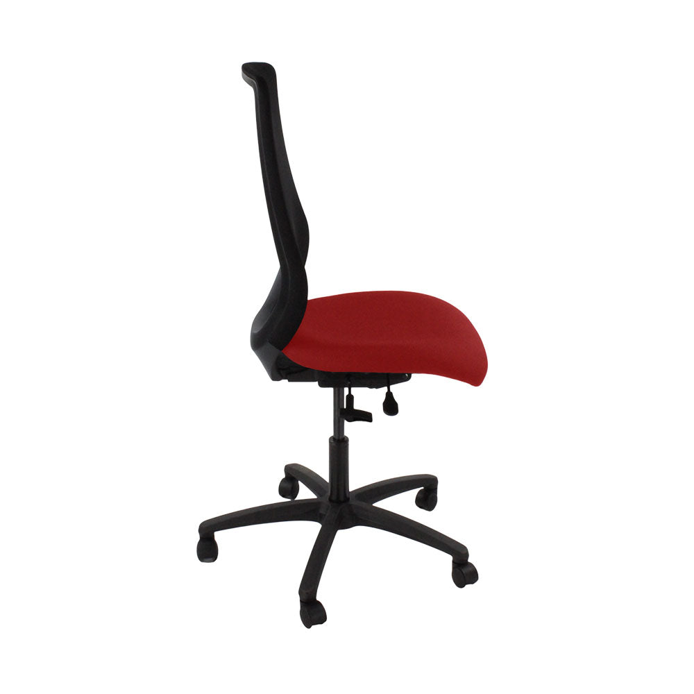 The Office Crowd : Chaise de travail Scudo avec siège en tissu rouge sans accoudoirs - Remis à neuf