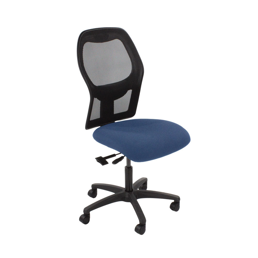 Ahrend: Bürostuhl Typ 160 aus blauem Stoff ohne Armlehnen – generalüberholt