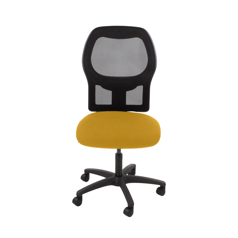 Ahrend: Bürostuhl Typ 160 aus gelbem Stoff ohne Armlehnen – generalüberholt