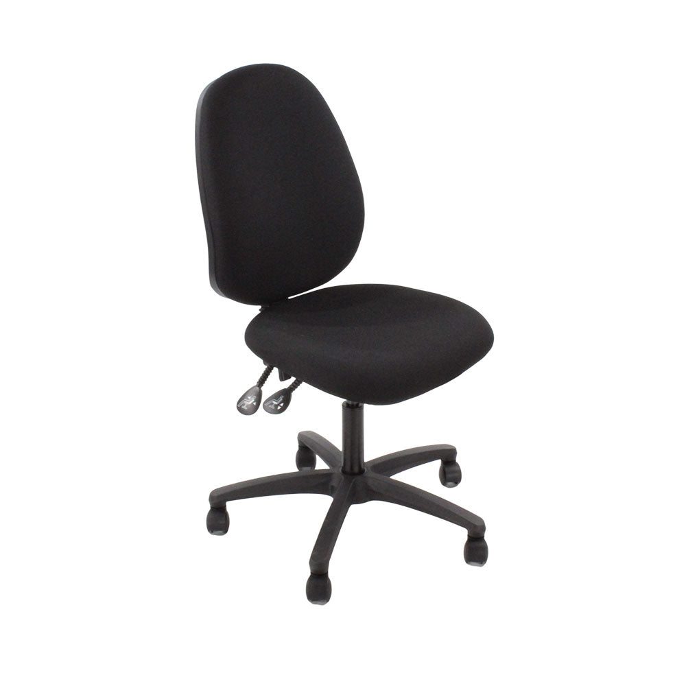Inhaltsverzeichnis: Scoop High Operator Chair aus schwarzem Leder ohne Armlehnen – generalüberholt