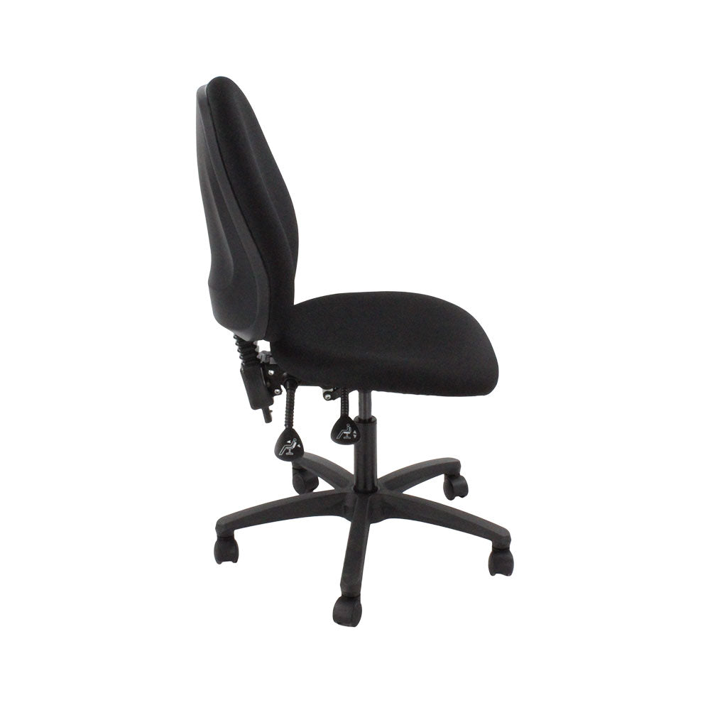 TOC: Scoop High Operator Chair in Black Fabric Without Arms - Refurbished