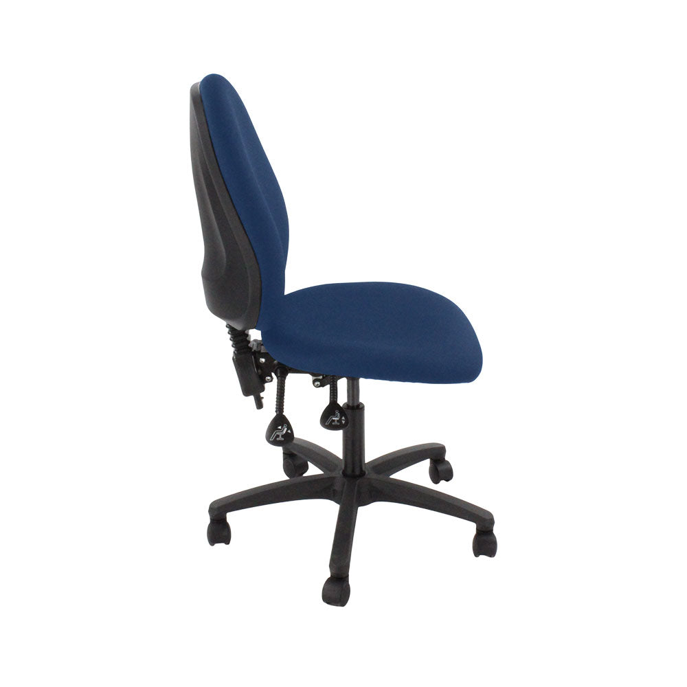 TOC: Scoop High Operator-stoel in blauwe stof zonder armleuningen - Gerenoveerd