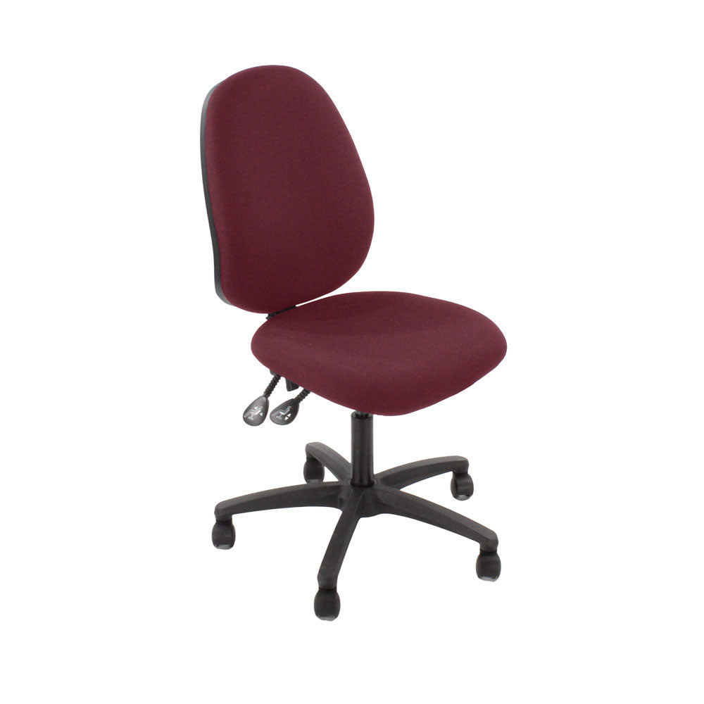 Inhaltsverzeichnis: Scoop High Operator Chair aus burgunderfarbenem Leder ohne Armlehnen – generalüberholt
