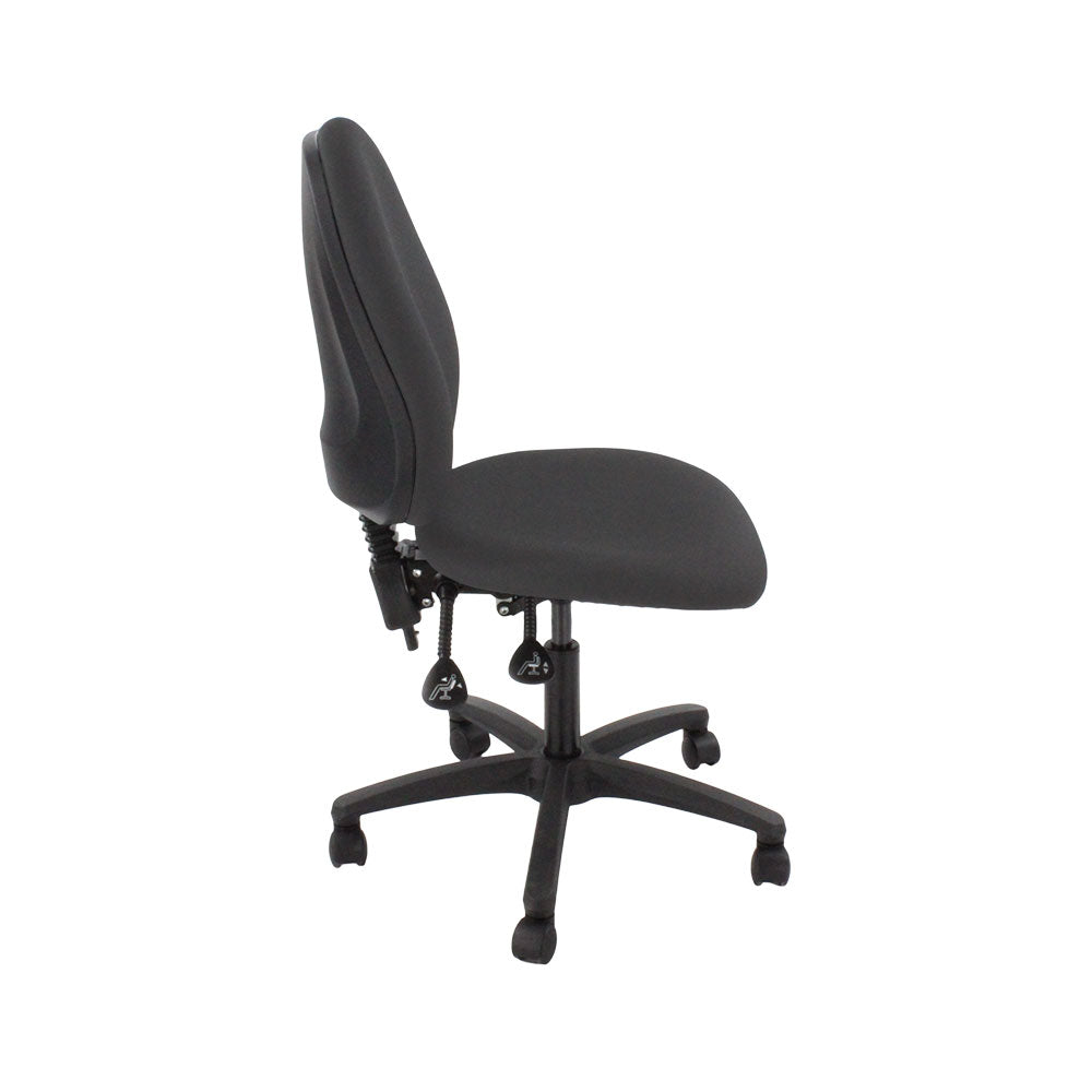 TOC: Scoop High Operator Chair in Grey Fabric Without Arms - Refurbished