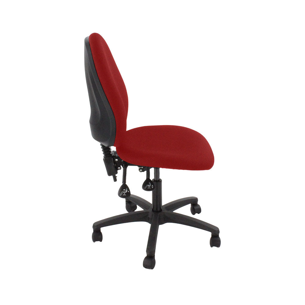 TOC: Scoop High Operator Chair in Red Fabric Without Arms - Refurbished