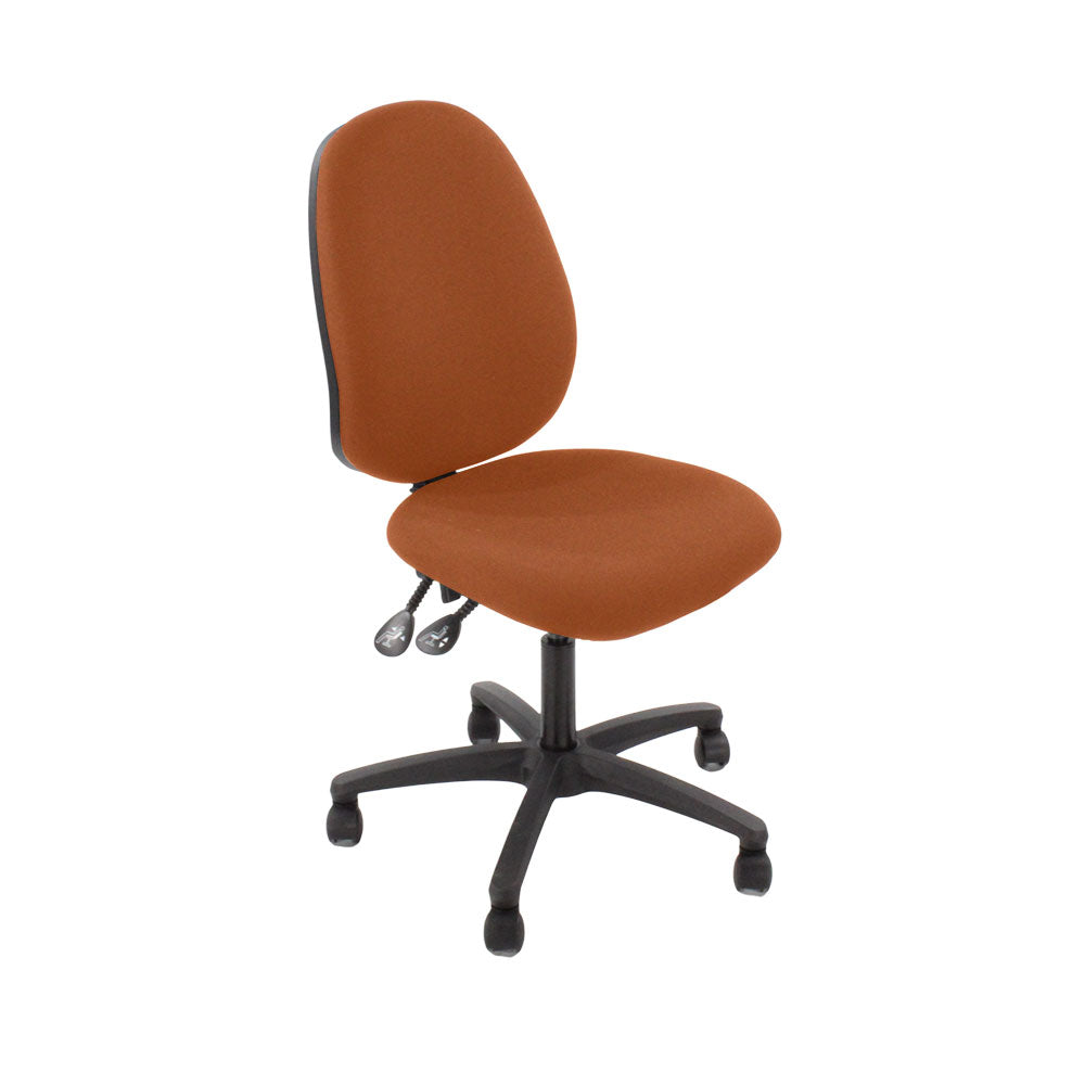 TOC: Scoop High Operator Chair in Tan Leather Without Arms - Refurbished