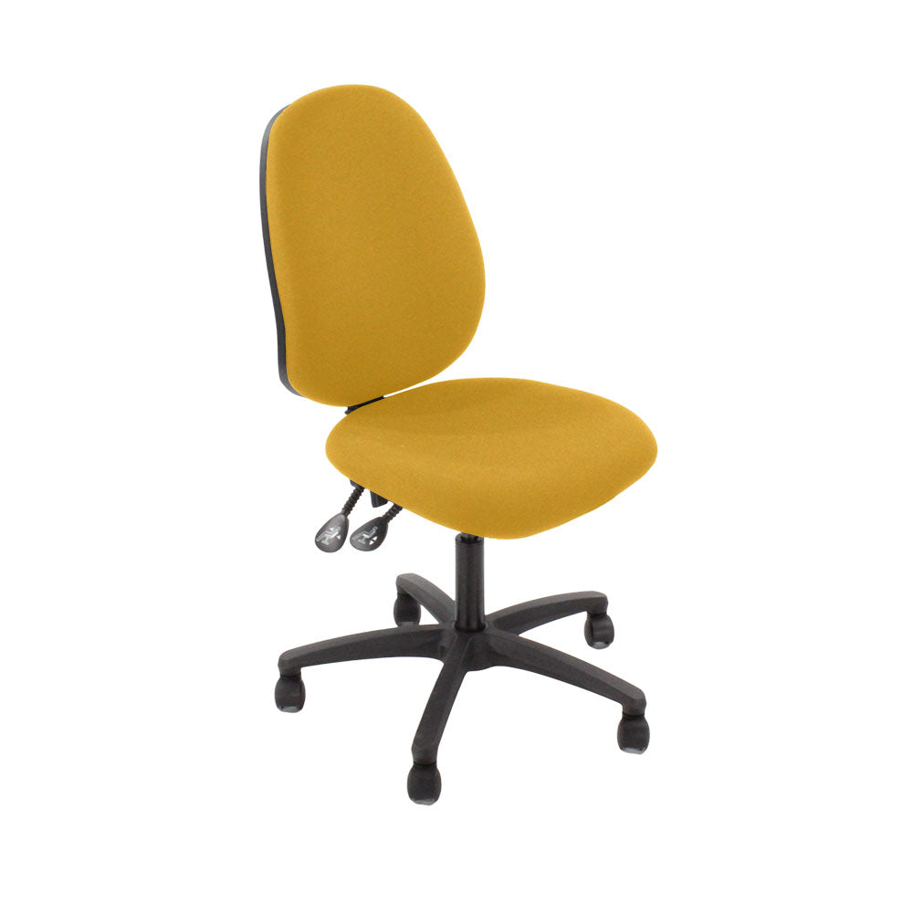 Inhaltsverzeichnis: Scoop High Operator Chair aus gelbem Stoff ohne Armlehnen – generalüberholt