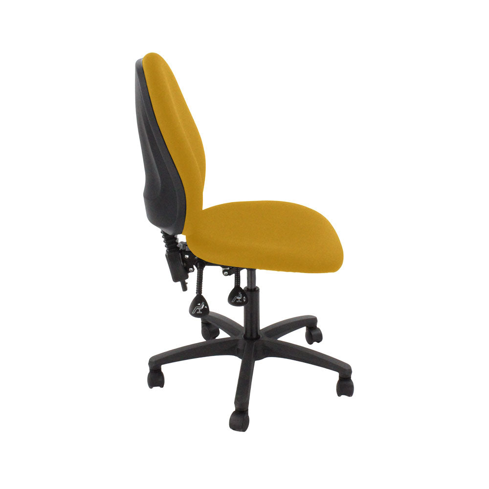TOC : Chaise d'opérateur haute Scoop en tissu jaune sans accoudoirs - Remis à neuf