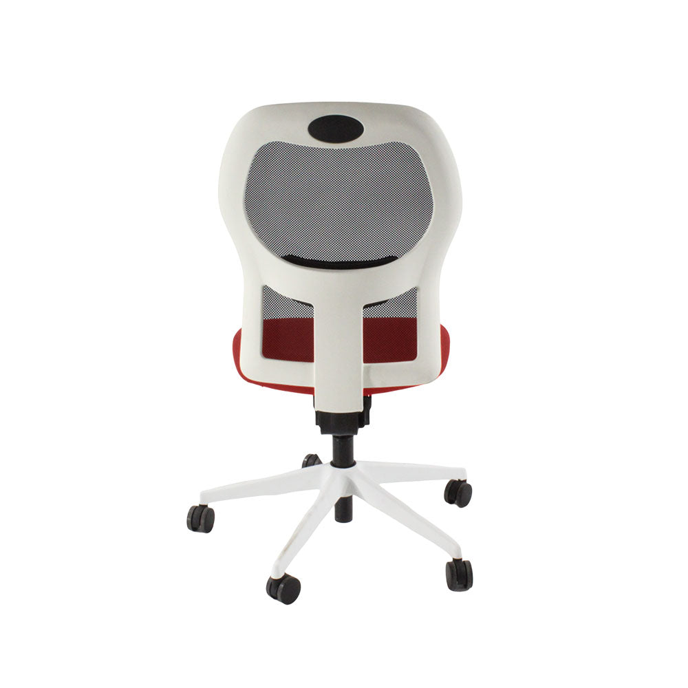 Ahrend: Bureaustoel type 160 in rode stof/wit frame zonder armleuningen - Gerenoveerd