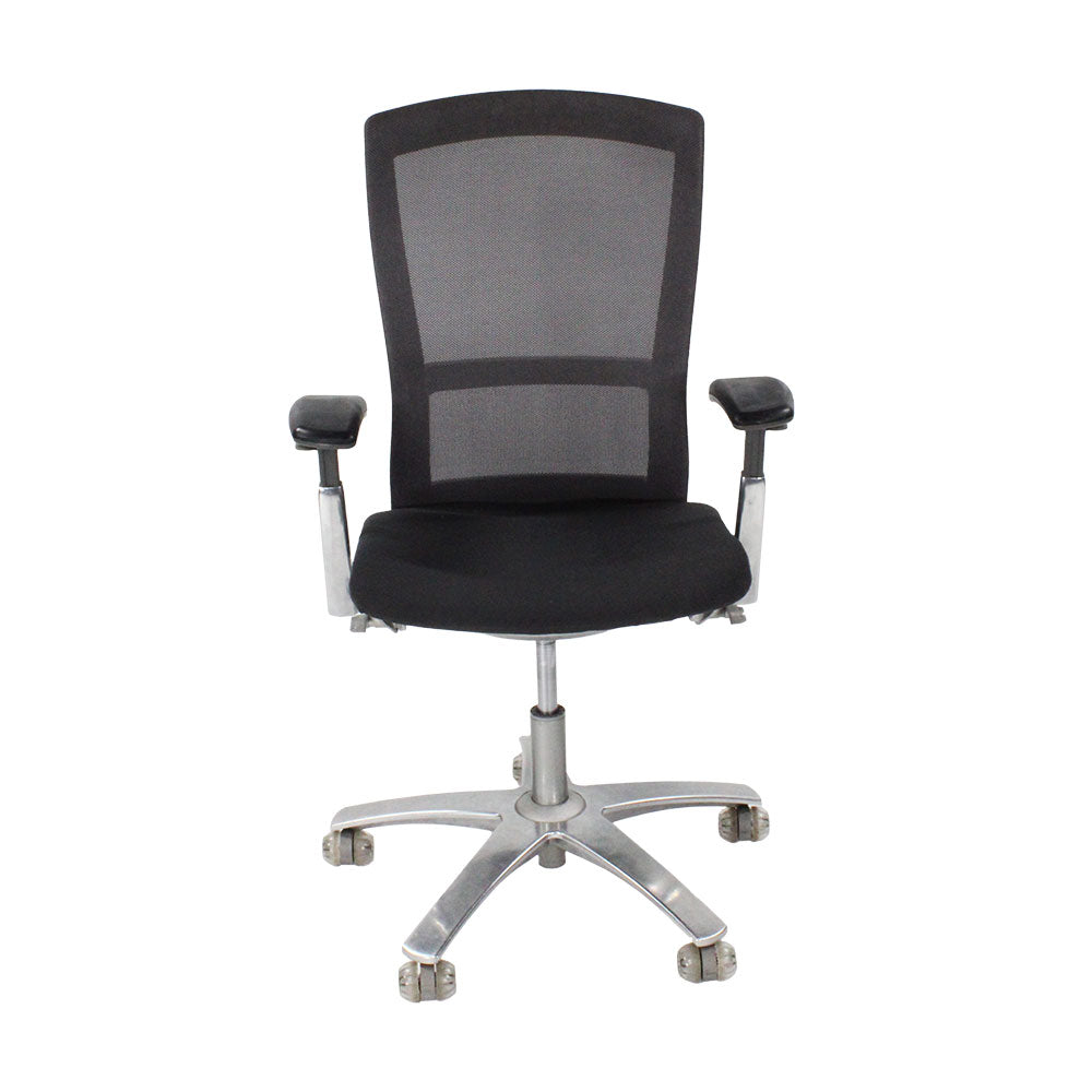 Knoll: Life Task Chair aus schwarzem Stoff – generalüberholt