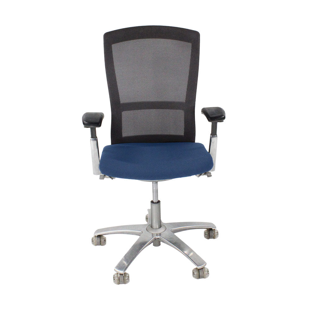 Knoll: Life Task Chair aus blauem Stoff – generalüberholt