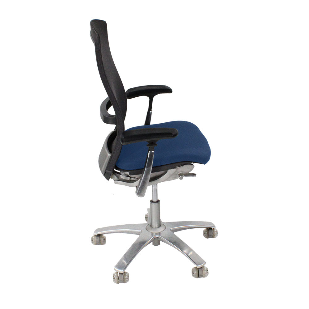 Knoll: Life Task-stoel in blauwe stof - gerenoveerd