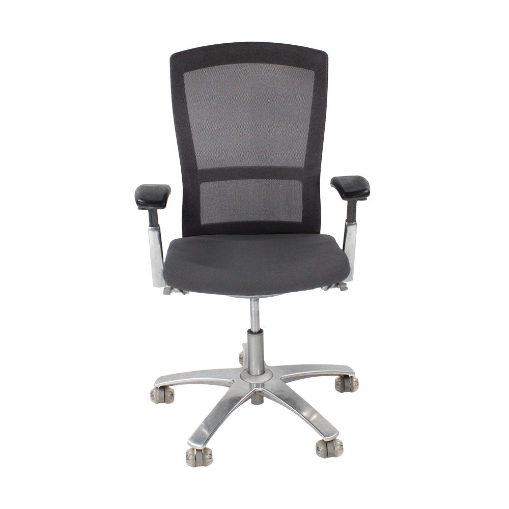 Knoll: Life Task Chair aus grauem Stoff – generalüberholt