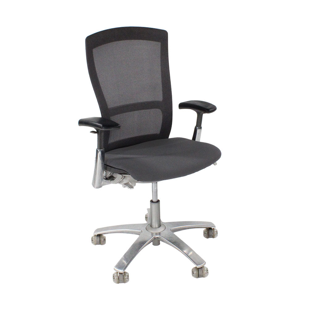 Knoll: Life Task Chair aus grauem Stoff – generalüberholt