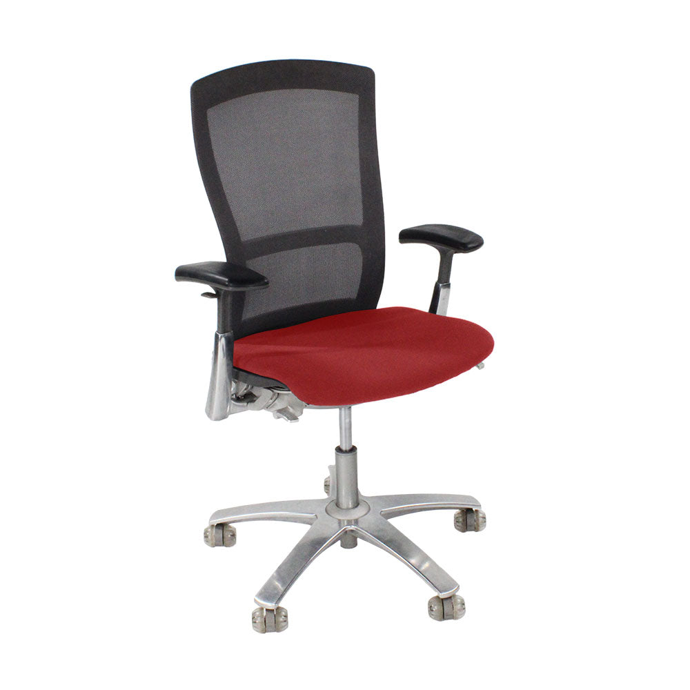Knoll: Life Task Chair aus rotem Stoff – generalüberholt