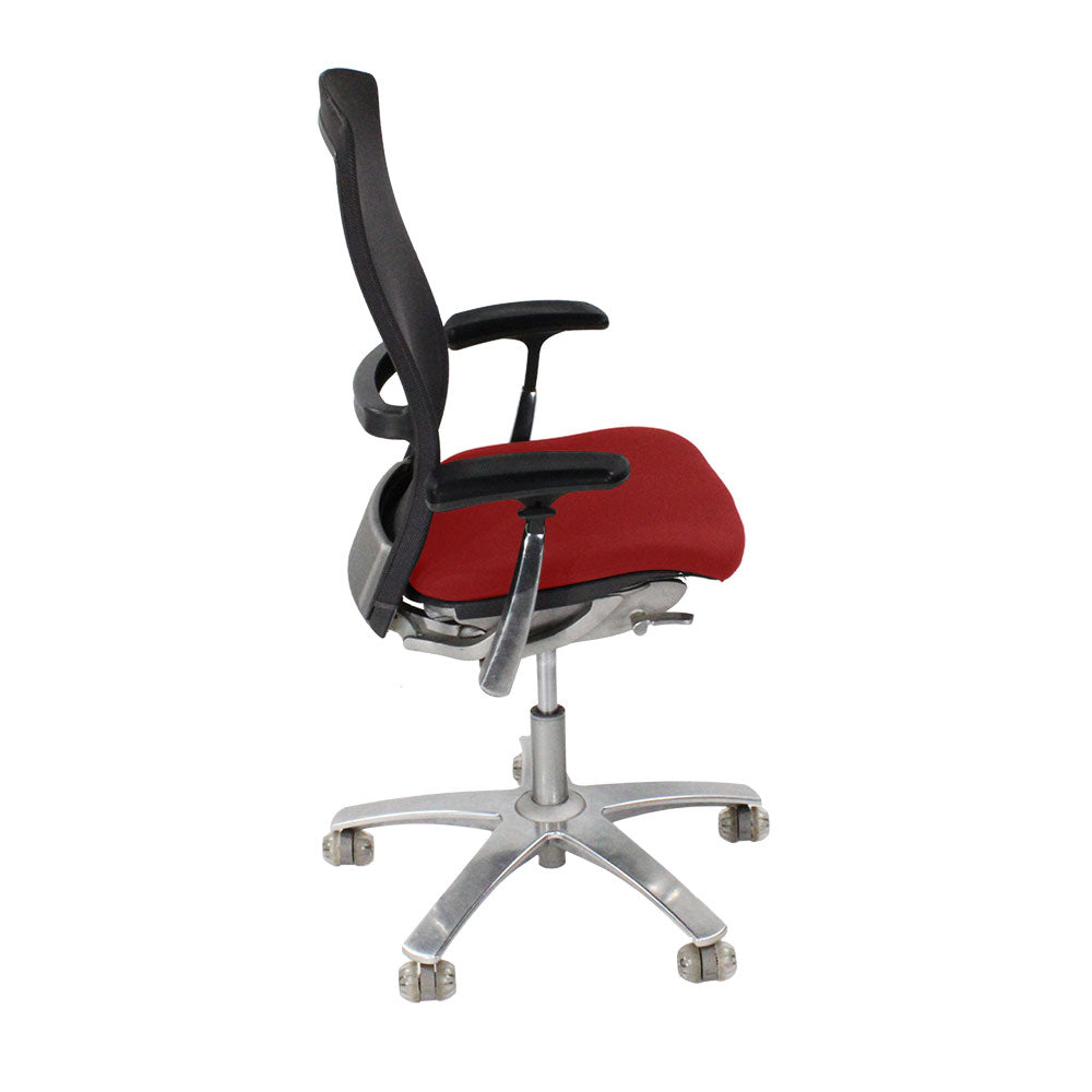Knoll: Life Task Chair aus rotem Stoff – generalüberholt