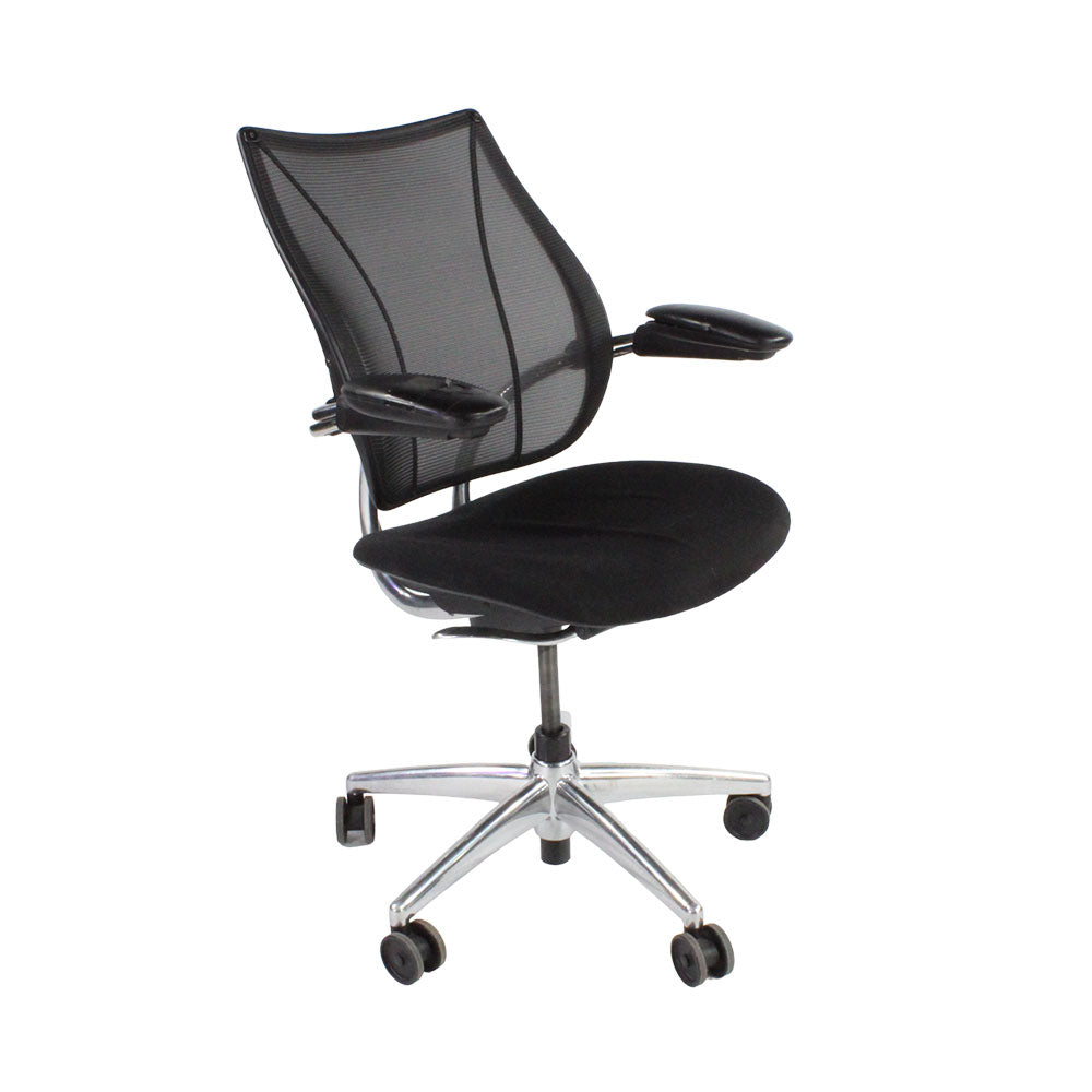 Humanscale: Liberty-bureaustoel in zwarte stof/aluminium frame - Gerenoveerd