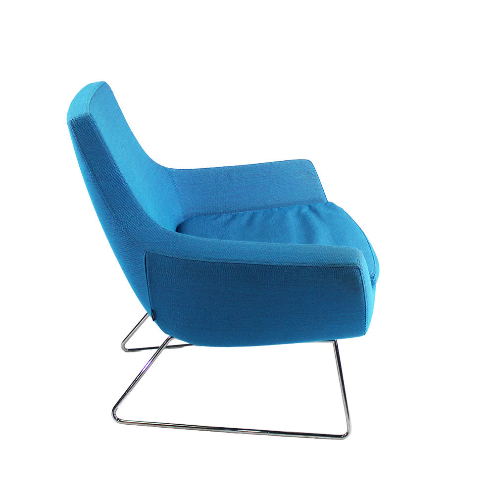 Suédois : Happy Easy Chair en tissu bleu - Remis à neuf