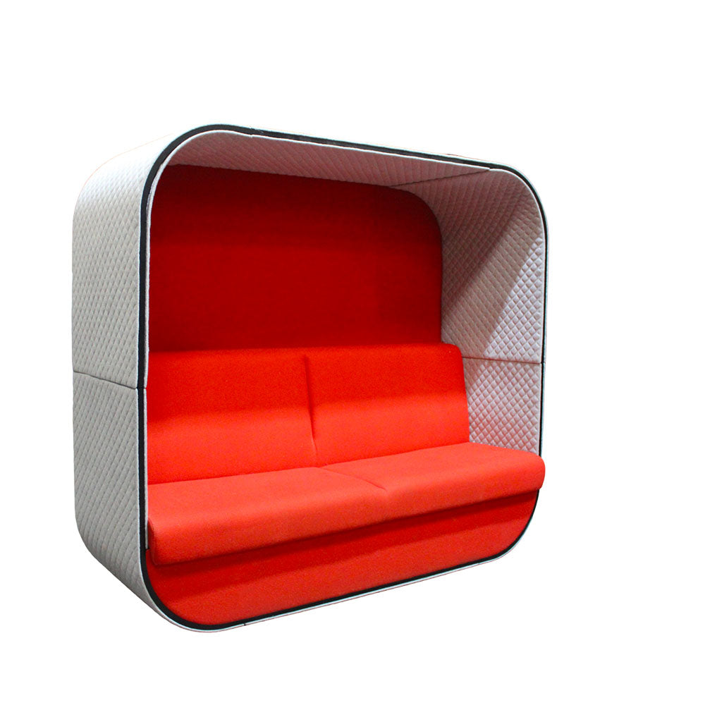 Boss Design: cabina per riunioni Cocoon COC/1 in tessuto grigio/rosso - rinnovata