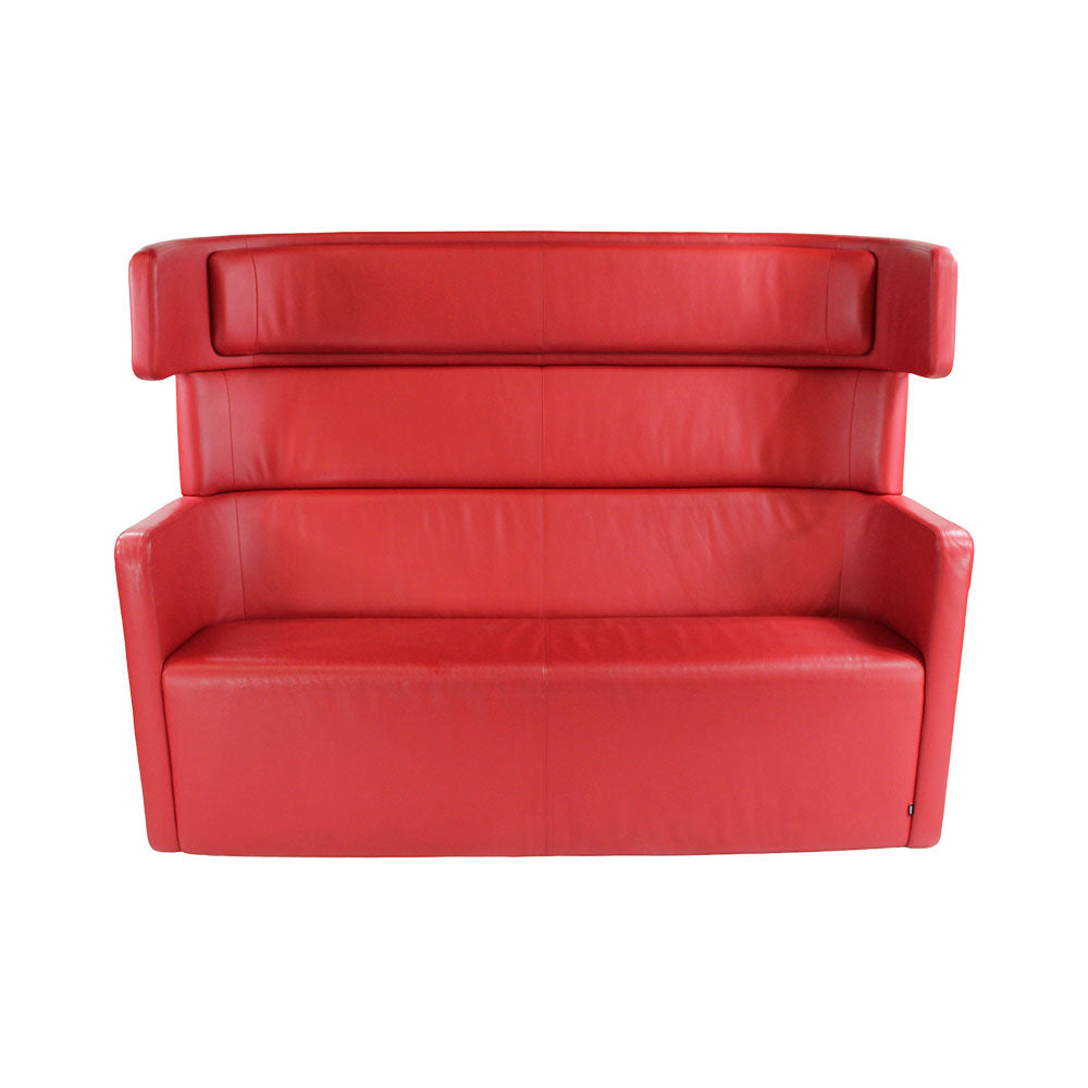Bene: Parcs Wing Sofa aus rotem Leder – generalüberholt
