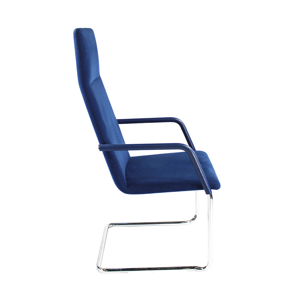 Brunner: Sedia da riunione Finasoft con schienale alto in Pelle Blu - Ristrutturata