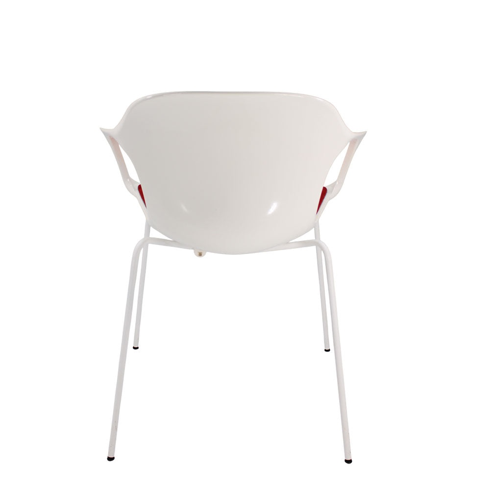 Fritz Hansen: Sedia Nap in Tessuto Bianco/Rosso - Ristrutturata