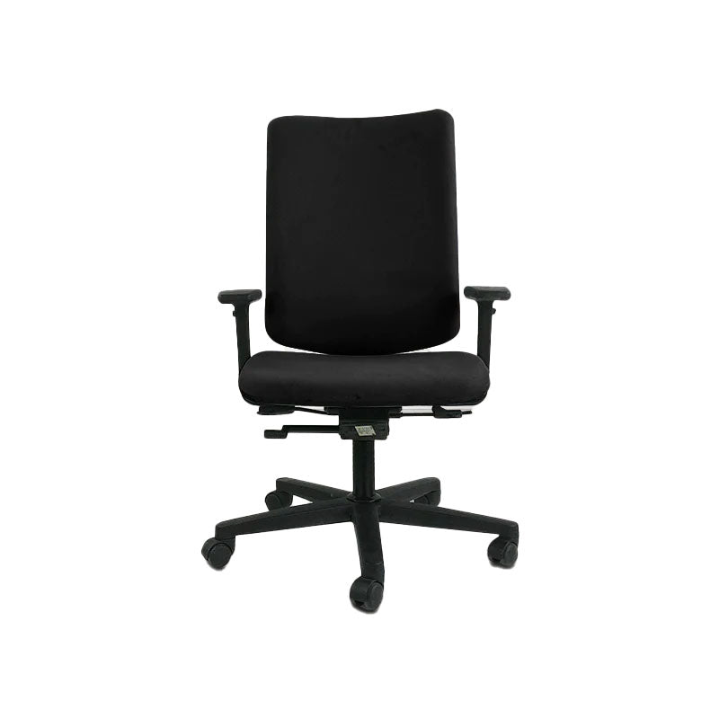 Konig + Neurath : Chaise de travail 215 en cuir noir - Reconditionné