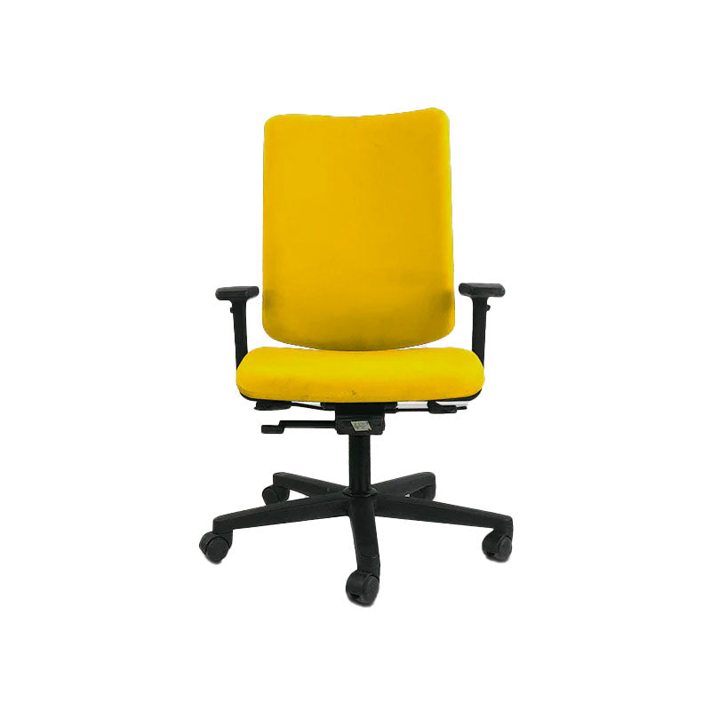 Konig + Neurath : Chaise de travail 215 en tissu jaune - Reconditionné