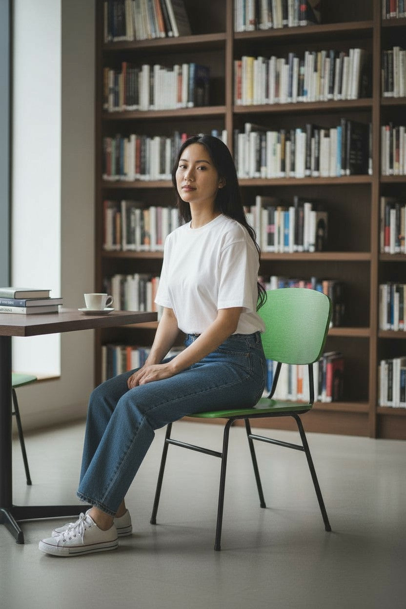 Nieuwe Designgroep: Florence Canteen Chair van groen natuurlijk hout - Gerenoveerd