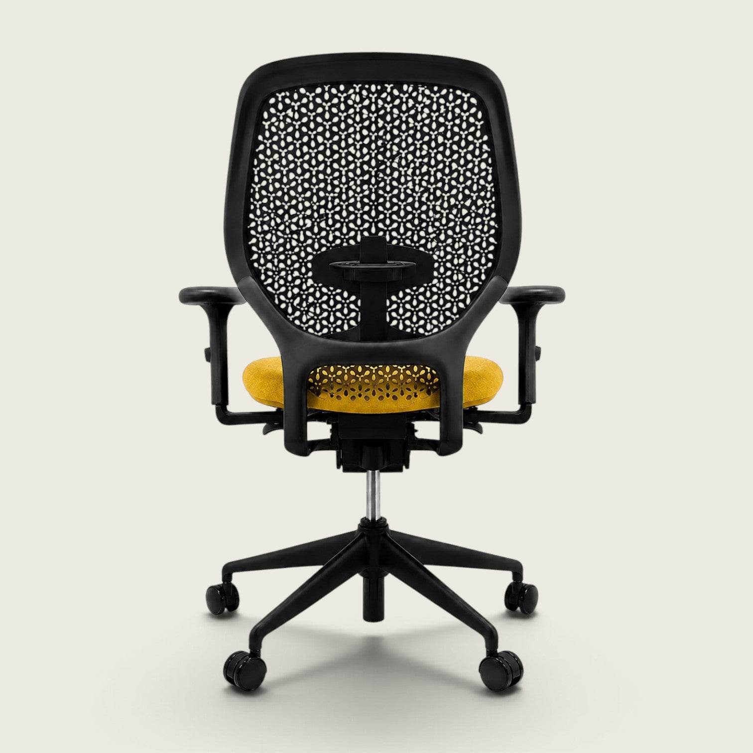 Orangebox: Ara - Task Chair - Black Elastomer Back and Yellow Fabric Seat  - Refurbished