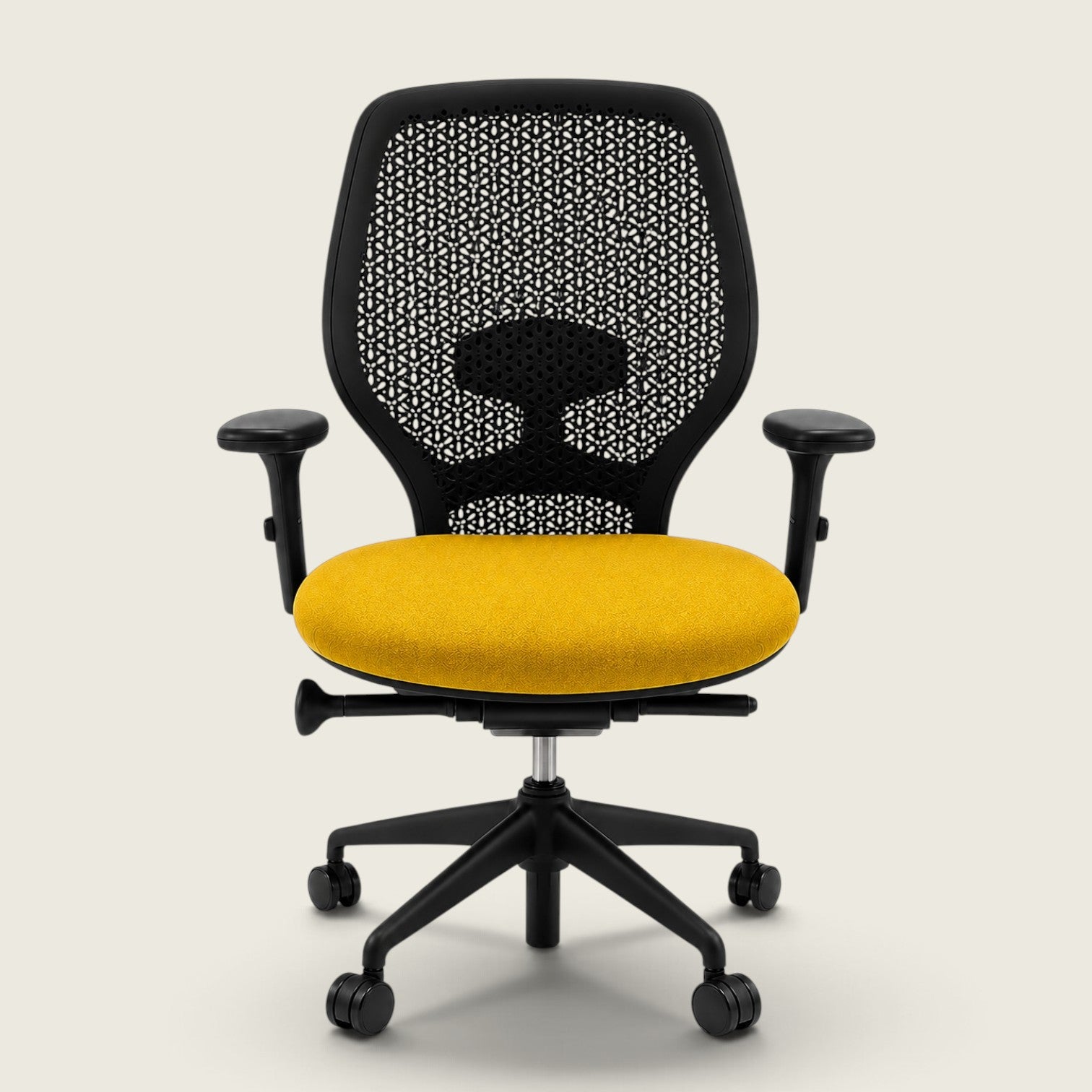 Orangebox: Ara - Task Chair - Black Elastomer Back and Yellow Fabric Seat  - Refurbished