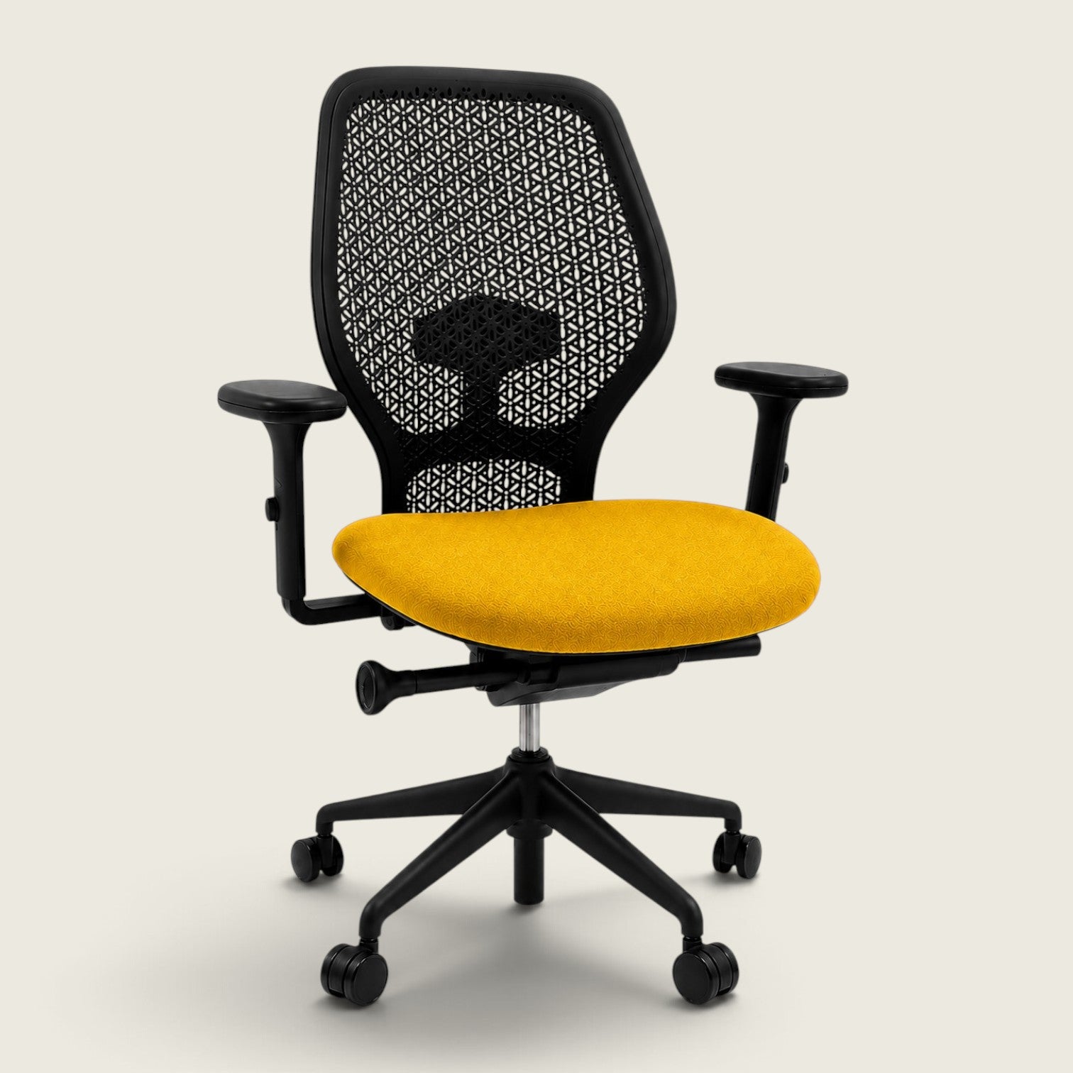 Orangebox: Ara - Task Chair - Black Elastomer Back and Yellow Fabric Seat  - Refurbished