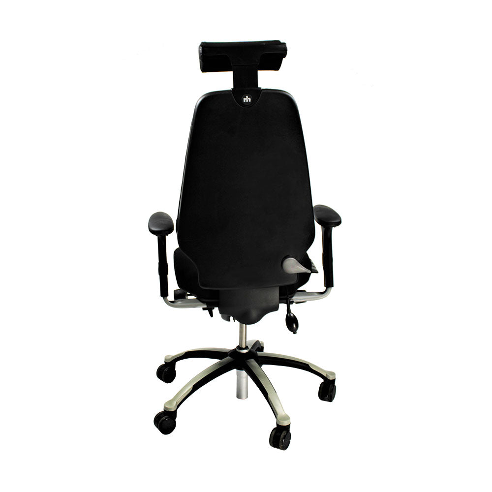 RH Logic : Chaise de bureau 400 à dossier haut avec appui-tête - Tissu noir - Remis à neuf
