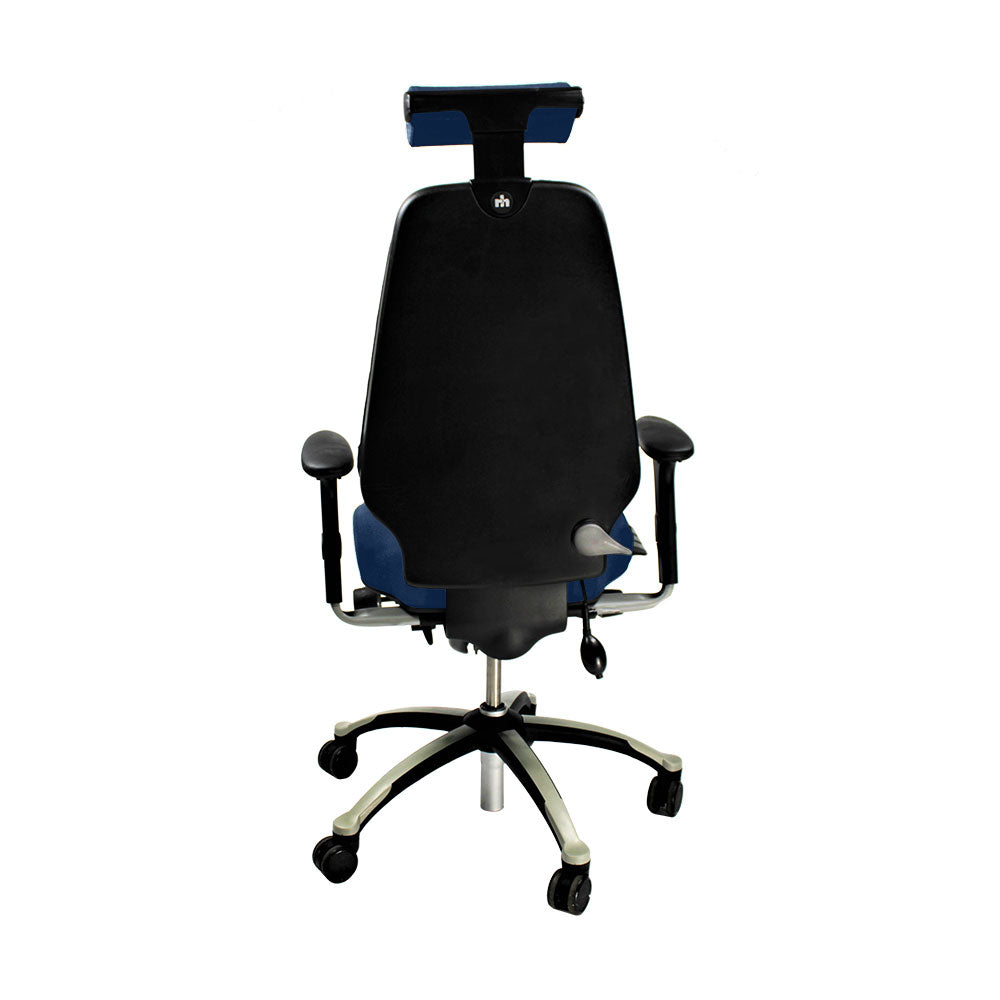 RH Logic : Chaise de bureau 400 à dossier haut avec appui-tête - Tissu bleu - Remis à neuf