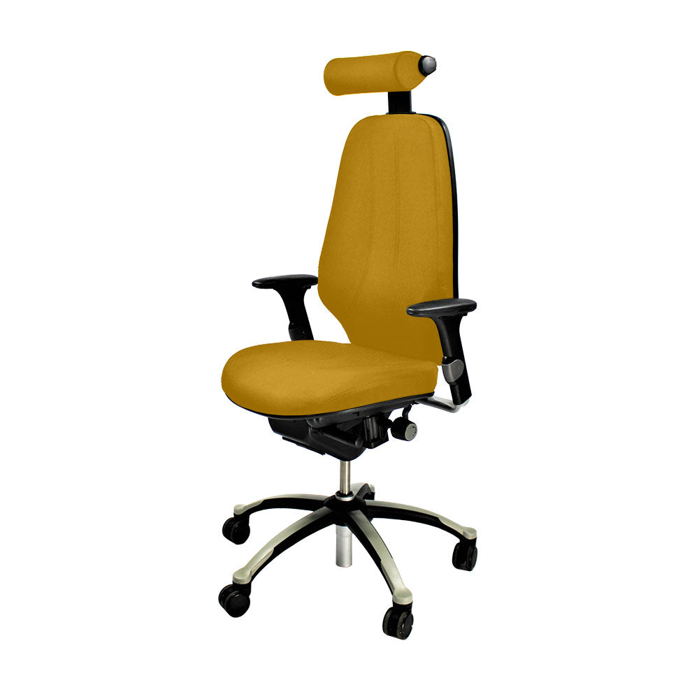RH Logic: sedia da ufficio 400 con schienale alto e poggiatesta - Tessuto giallo - Ristrutturata