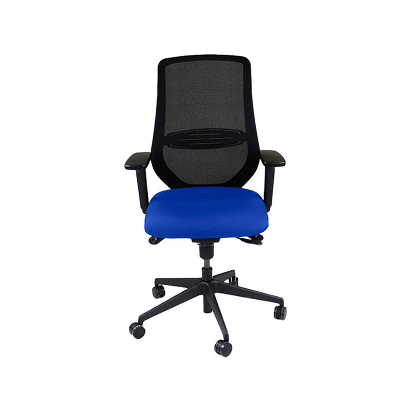 The Office Crowd: Silla operativa Scudo con asiento de tela azul sin reposacabezas - Reacondicionada