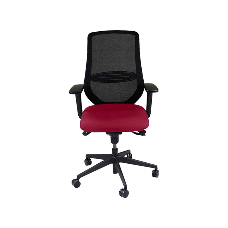 The Office Crowd: Scudo Task Chair with Burgundy Leather Seat without Headrest - Refurbished
