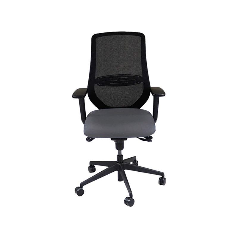 The Office Crowd: Silla operativa Scudo con asiento de tela gris sin reposacabezas - Reacondicionada