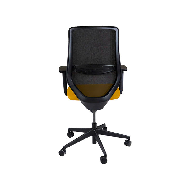 The Office Crowd: Scudo Task Chair with Yellow Fabric Seat without Headrest - Refurbished