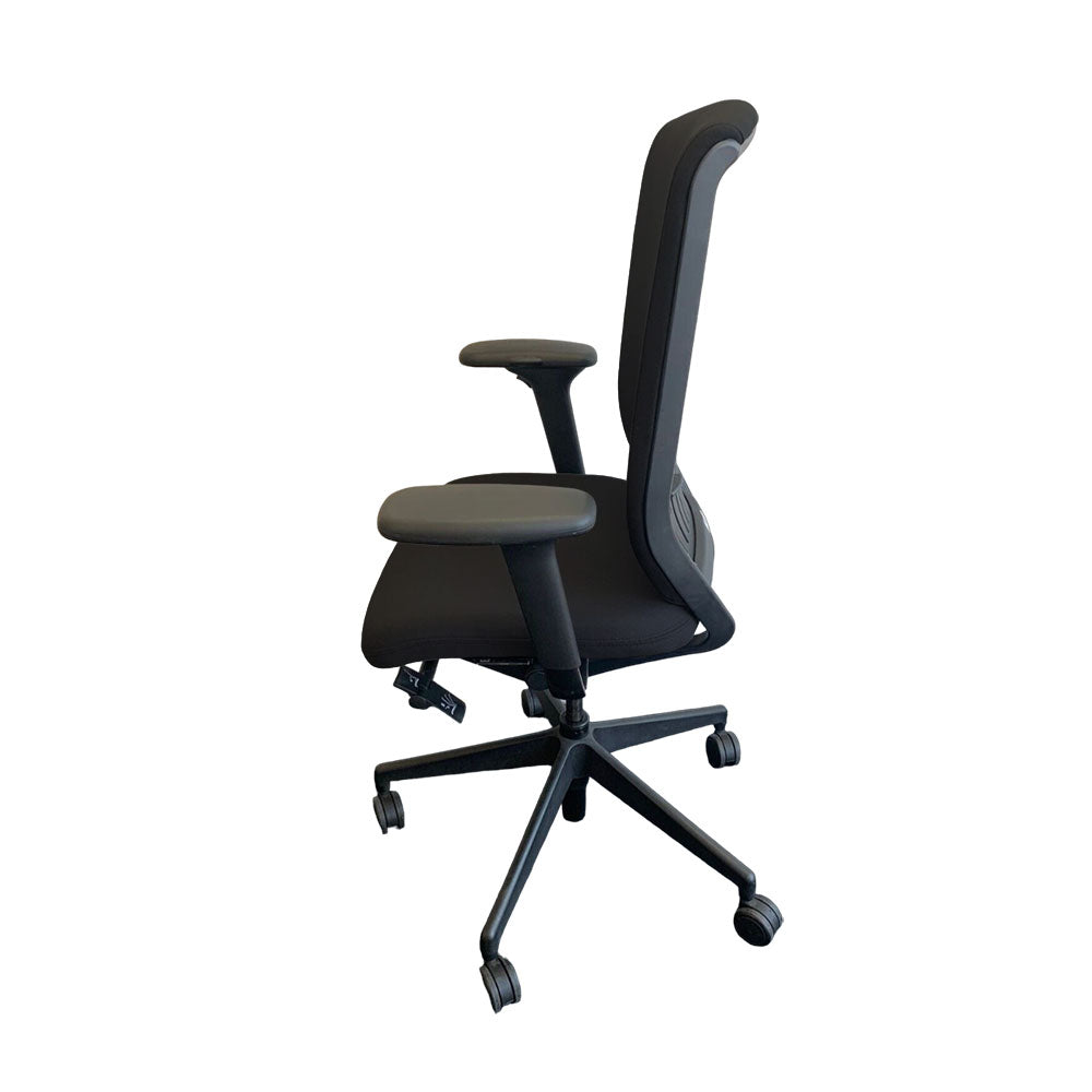 Senator: Evolve High Back Chair with Height Adjustable Arms in Black Leather - Refurbished